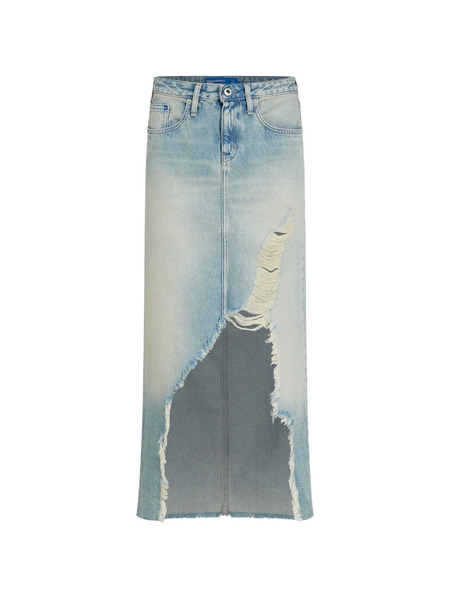  Karl Lagerfeld Jeans Frayed Denim Maxi Skirt - Blue 