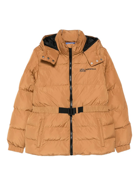  Karl Lagerfeld Jeans Hooded Belted Puffer Jacket - Brown 