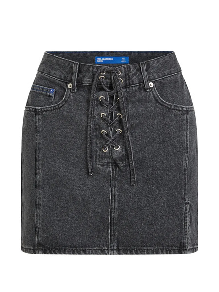  Karl Lagerfeld Jeans Lace-up Denim Mini Skirt - Grey 
