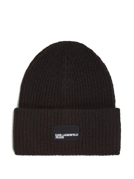  Karl Lagerfeld Jeans Logo-patch Ribbed Beanie - Black 