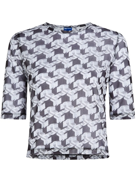  Karl Lagerfeld Jeans Monogram-print Sheer T-shirt - Neutrals 