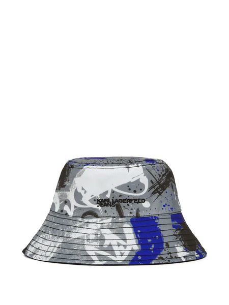  Karl Lagerfeld Jeans Reversible Graffiti Bucket Hat - Grey 