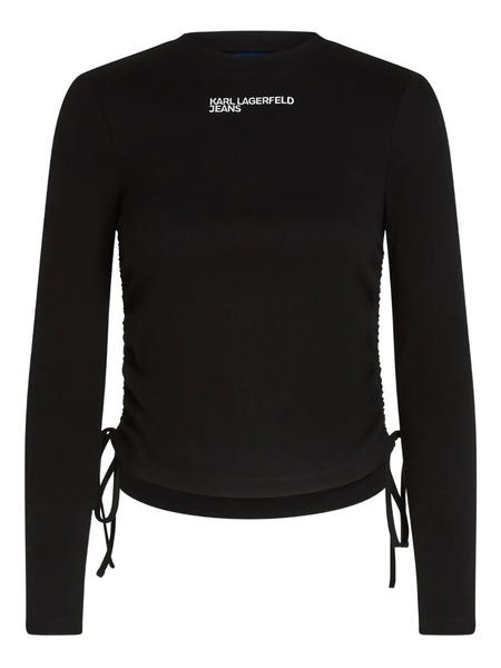  Karl Lagerfeld Jeans Ruched Ribbed Top - Black 