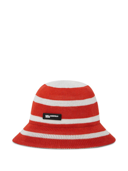  Karl Lagerfeld Jeans Striped Knitted Bucket Hat - Red 