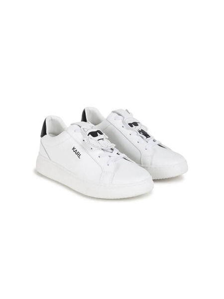  Karl Lagerfeld Kids Ikon Leather Sneakers - White 