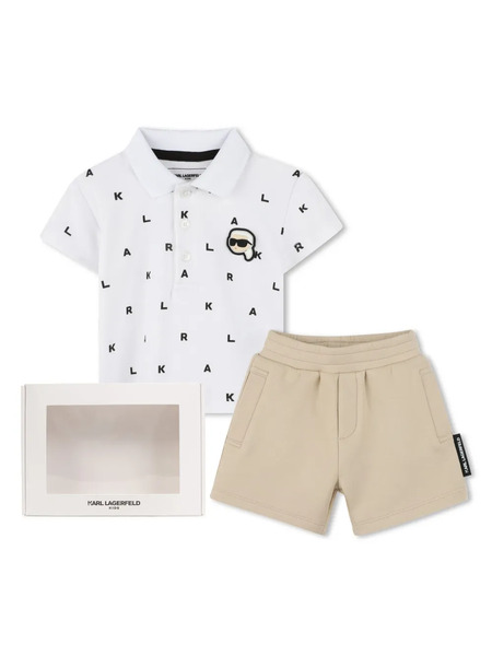  Karl Lagerfeld Kids Ikonik Karl-patch Shorts Set - Neutrals 