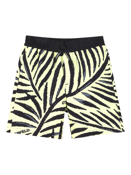  Karl Lagerfeld Kids Leaf-print Drawstring Swim Shorts - Yellow 