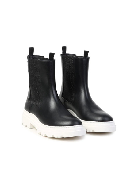  Karl Lagerfeld Kids Logo-print Leather Ankle Boots - Black 