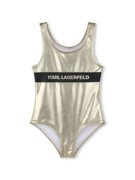 Karl Lagerfeld Kids Logo-print Swimsuit - Gold 