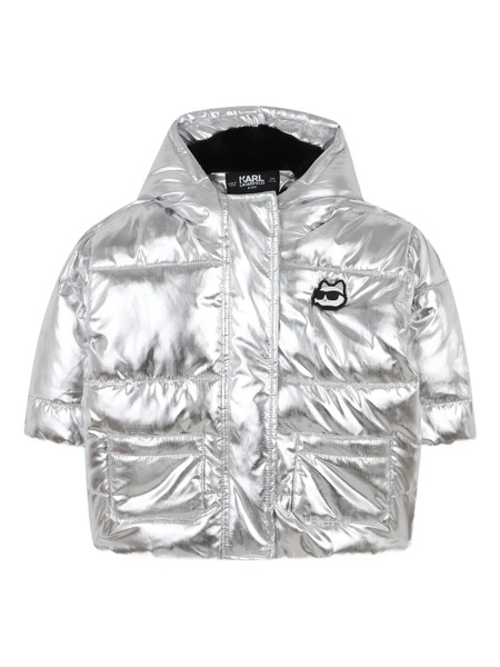  Karl Lagerfeld Kids Metallic Puffer Jacket - Silver 