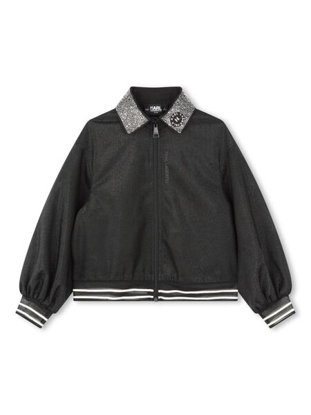  Karl Lagerfeld Kids Rhinestone-embellished Bomber Jacket - Black 