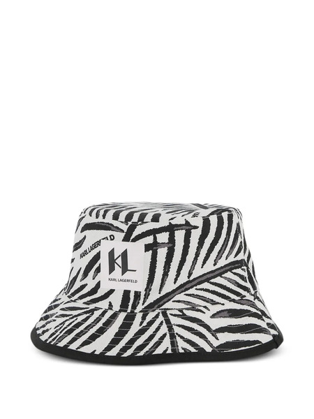  Karl Lagerfeld Kids Zebra Logo Bucket Hat - White 