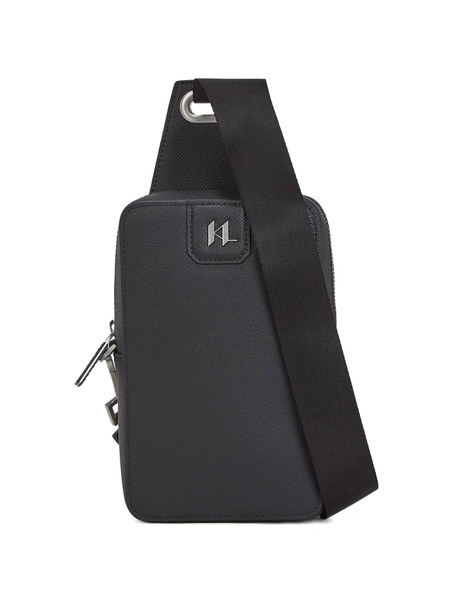  Karl Lagerfeld K/monogram Leather Messenger Bag - Black 