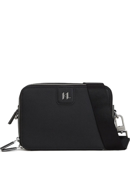  Karl Lagerfeld K/monogram Leather Messenger Bag - Black 