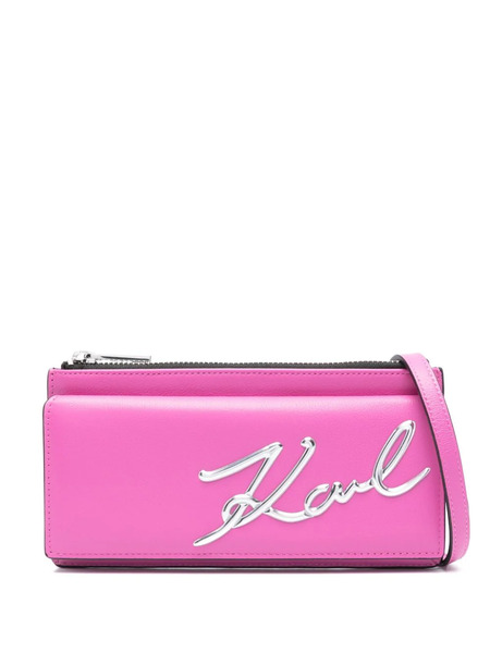  Karl Lagerfeld K/signature Leather Crossbody Wallet - Pink 