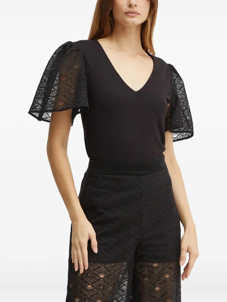  Karl Lagerfeld Lace-sleeve Bouse - Black 