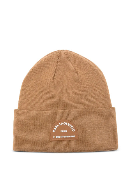  Karl Lagerfeld Logo-appliqué Beanie - Brown 