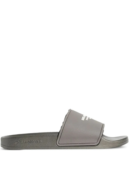  Karl Lagerfeld Logo-embossed Slides - Grey 