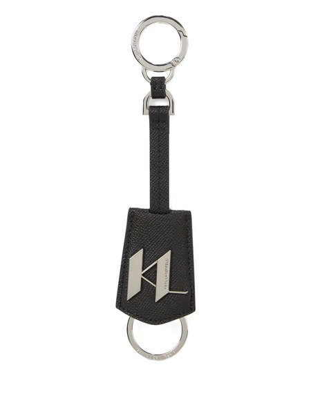  Karl Lagerfeld Logo-plaque Leather Keychain - Black 