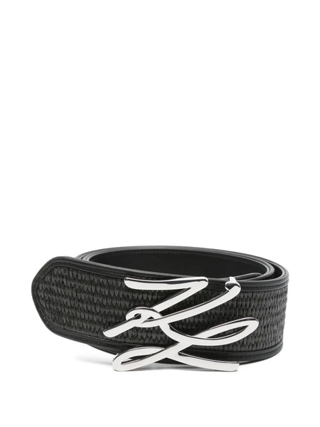  Karl Lagerfeld Logo-plaque Woven Belt - Black 