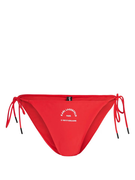  Karl Lagerfeld Logo-print String Bikini Bottoms - Red 