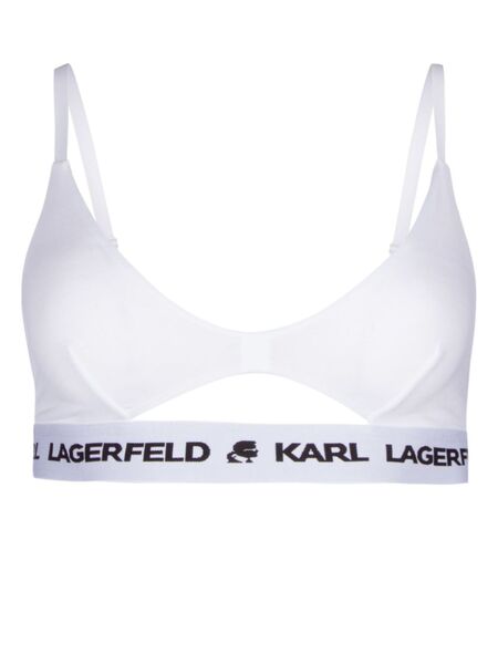  Karl Lagerfeld Logo-underband Peephole Bra - White 