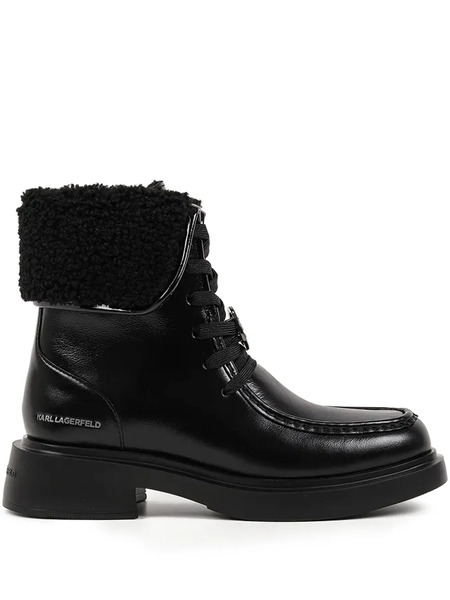  Karl Lagerfeld Macie Faux-shearling Logo Boots - Black 