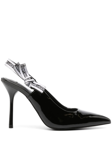  Karl Lagerfeld 100mm Slingback Leather Pumps - Black 