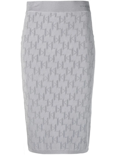 Karl Lagerfeld Monogram Jacquard Skirt - Grey 