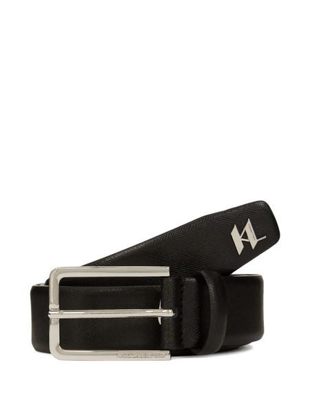  Karl Lagerfeld Monogram Leather Belt - Black 