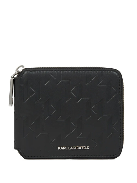  Karl Lagerfeld Monogram-pattern Zipped Wallet - Black 
