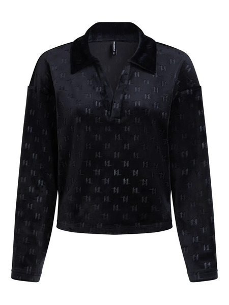  Karl Lagerfeld Monogram Velour Top - Black 