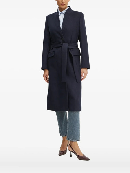  Karl Lagerfeld Pinstripe Belted Coat - Blue 