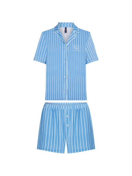 Karl Lagerfeld Pinstripe Button Pyjama Set - Blue 