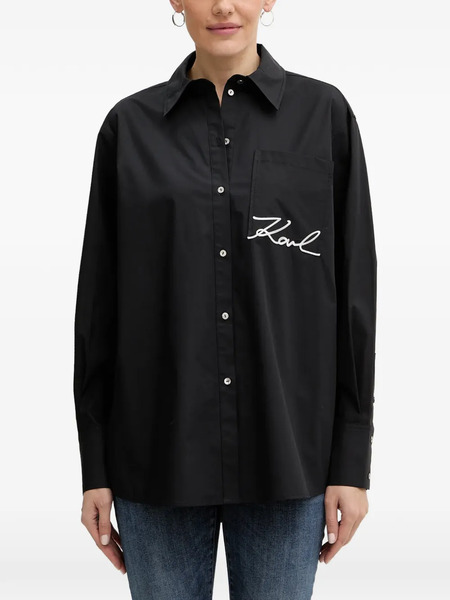  Karl Lagerfeld Pocket Logo-embroidered Shirt - Black 