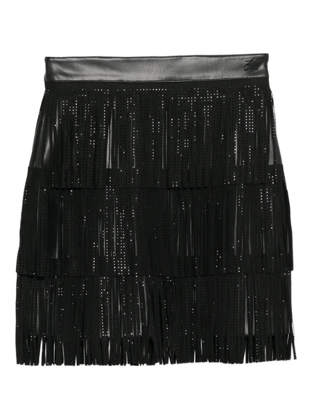  Karl Lagerfeld Rhinestone-embellished Fringe Mini Skirt - Black 