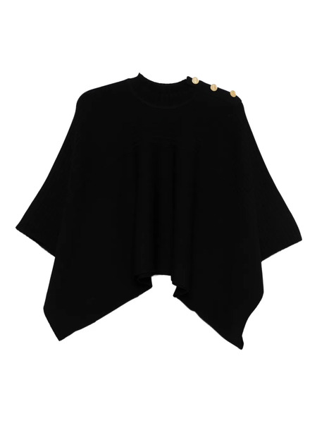  Karl Lagerfeld Ribbed Button-fastening Poncho - Black 