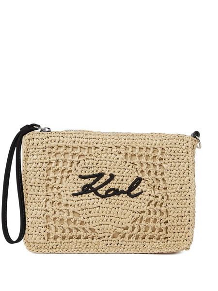  Karl Lagerfeld Signature Crochet Pouch - Neutrals 