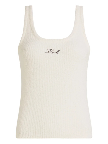  Karl Lagerfeld Signature Fleece Tank Top - White 