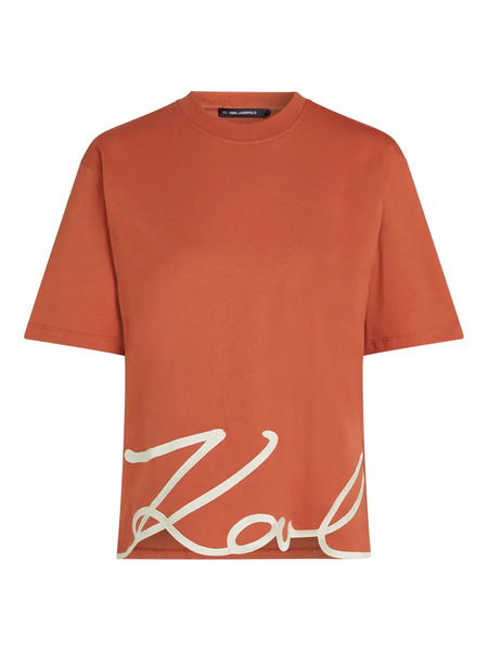  Karl Lagerfeld Signature-hem T-shirt - Orange 