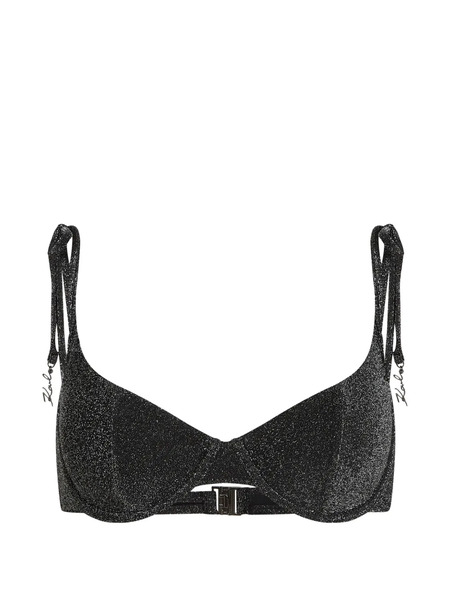  Karl Lagerfeld Signature Lurex Underwire Bikini Top - Black 