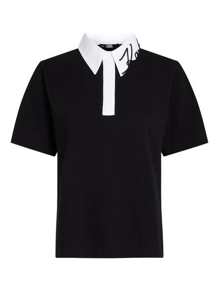  Karl Lagerfeld Signature Polo Top - Black 