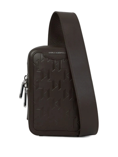  Karl Lagerfeld Small K/loom Embossed-leather Messenger Bag - Brown 