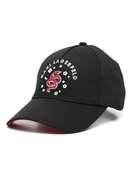  Karl Lagerfeld Snake-appliqué Baseball Cap - Black 