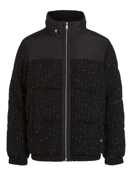  Karl Lagerfeld Tweed Panel Puffer Jacket - Black 
