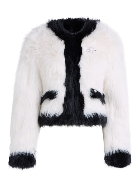  Karl Lagerfeld Two-tone Faux-fur Jacket - White 