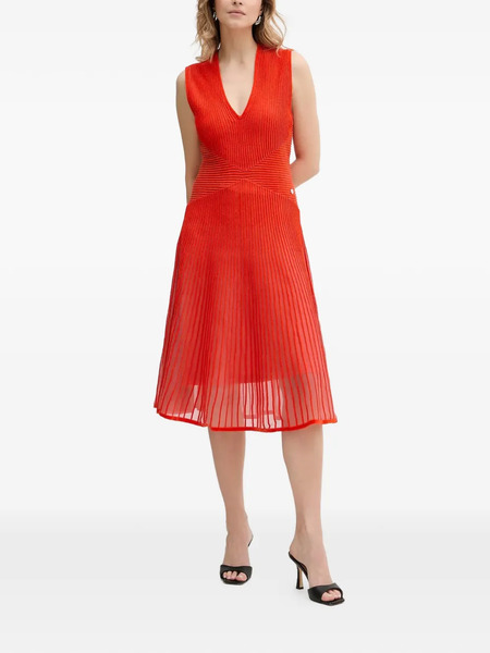  Karl Lagerfeld V-neck Pleated Dress - Red 