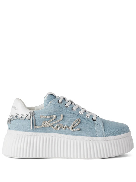  Karl Lagerfeld Whipstitch Platform Sneakers - Blue 
