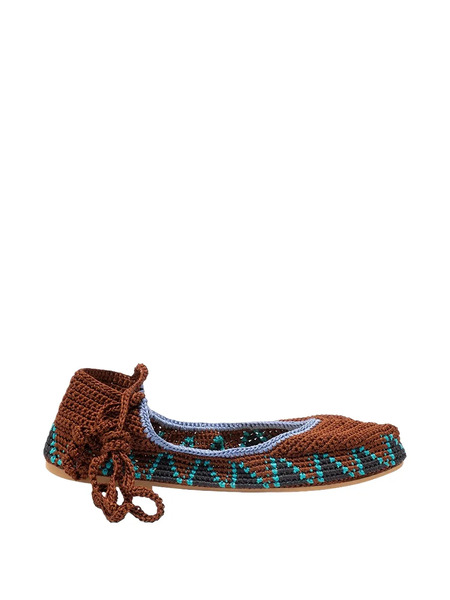  Kashura High Crochet Ballet Flats - Brown 