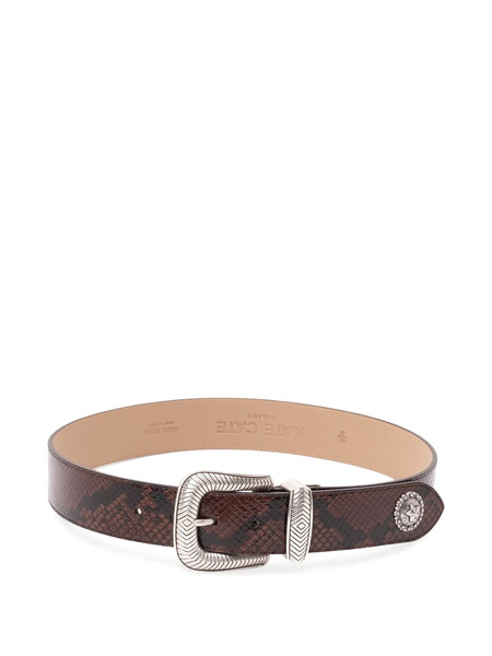 Kate Cate Embossed Leather Belt - Brown 